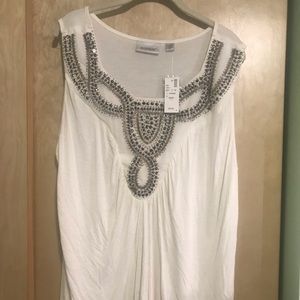 Avenue Gorgeous Beaded White tank NWT size 18/20